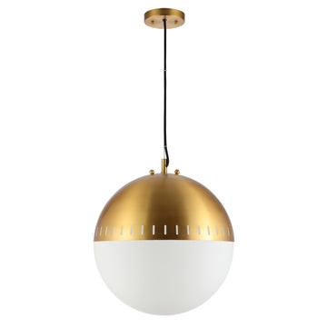 Remy 15.75" Adjustable Iron/Glass Art Deco Mid Century Globe LED Pendant - JONATHAN Y